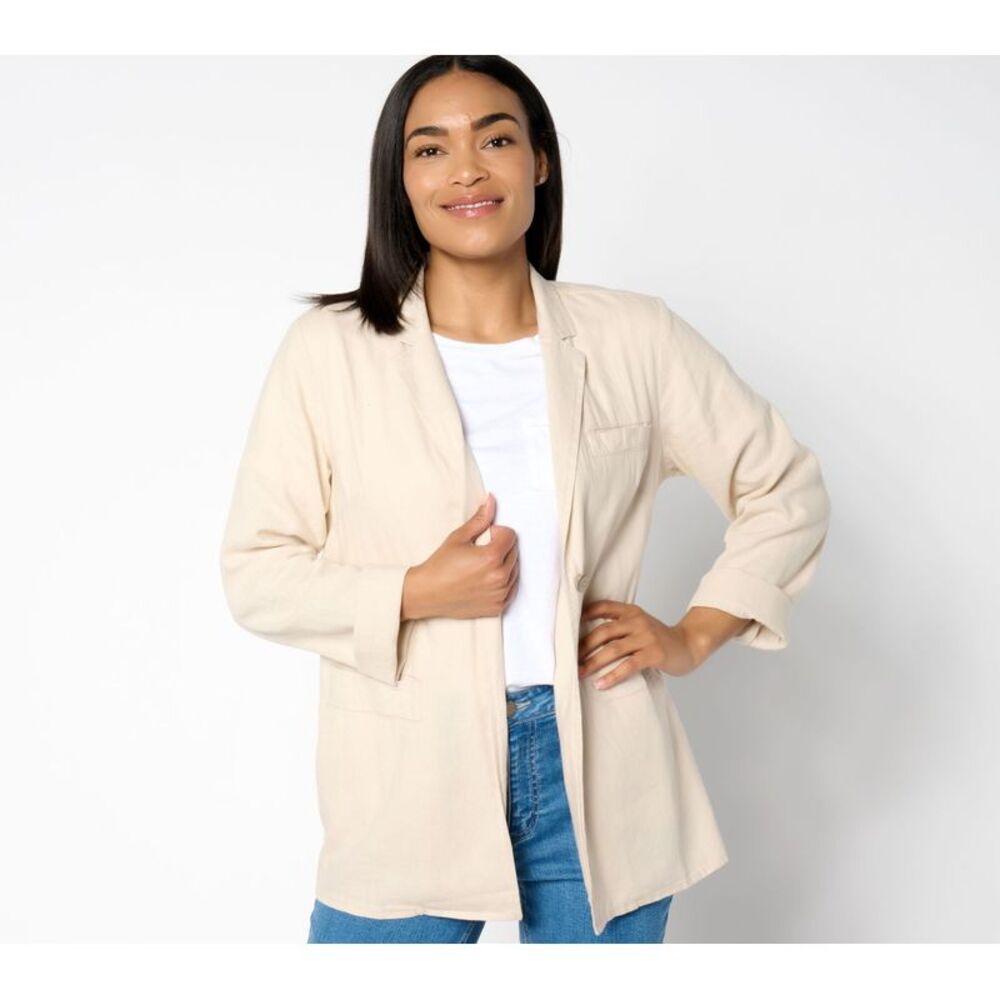 Peace Love World Women's Jacket Sz XL Boheme Relaxed Linen Multi-colored